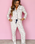 White Contrast Pipping Star Long Sleeve and Pants Pajamas Set - Little Miss Vanilla