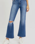 RISEN Full Size Distressed High Rise Crop Flare Jeans - Little Miss Vanilla