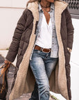 Solid Color Hooded Cotton Jacket Long Sleeve Double-sided Wear Slim Fit Elegant Cardigan Coat Top