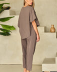 Simply Taupe High Low Boxy Fit Tee and Crop Pants Set - Little Miss Vanilla