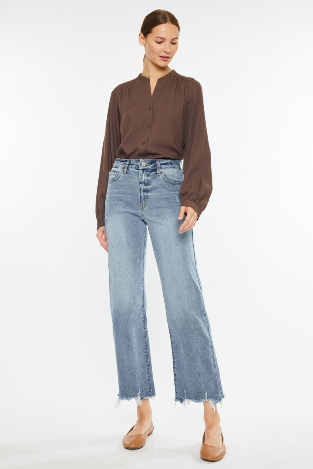 Kancan High Rise Slim Wide Leg Jeans - Little Miss Vanilla