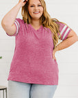 Plus Size Striped V-Neck Tee Shirt - Little Miss Vanilla