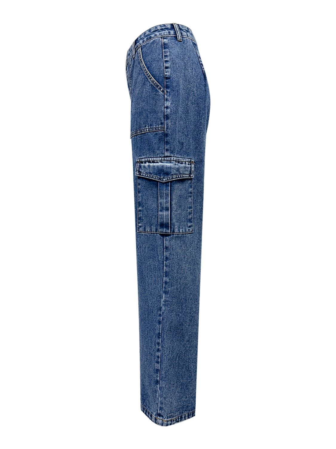 High Rise Straight Jeans with Cargo Pockets - Little Miss Vanilla