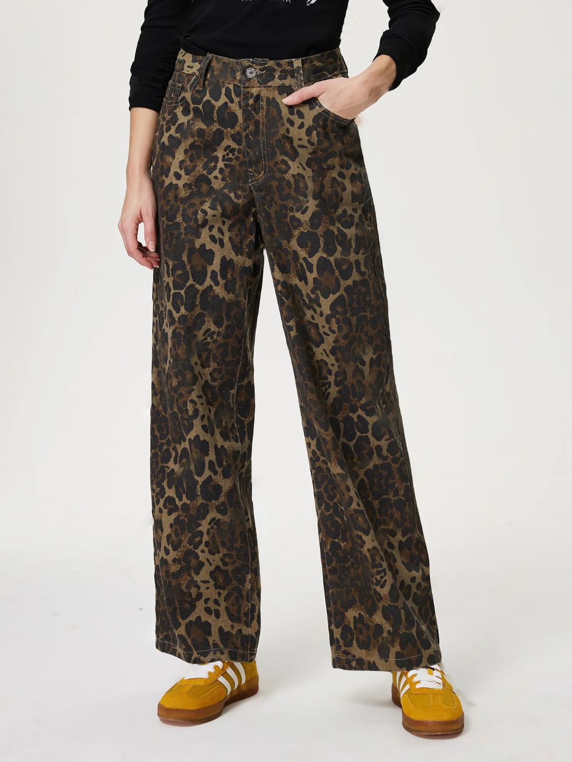 Leopard Straight Jeans with Pockets - Little Miss Vanilla