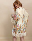 Plus Size Fringe Printed Open Front Cardigan - Little Miss Vanilla