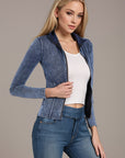 Basic Bae Pocketed Turtleneck Zip Up Denim Top - Little Miss Vanilla