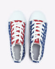 Multicolor American Flag Stars Printed Frayed Detail Lace-up Shoes - Little Miss Vanilla