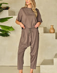 Simply Taupe High Low Boxy Fit Tee and Crop Pants Set - Little Miss Vanilla