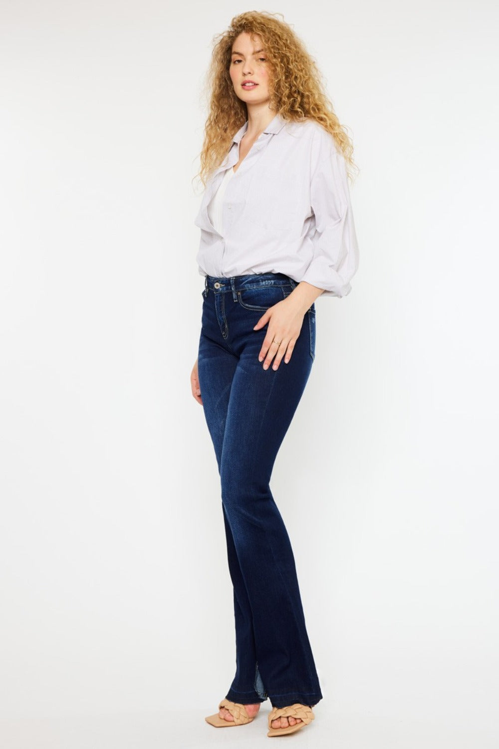 Kancan Mid Rise Slim Flare Jeans - Little Miss Vanilla