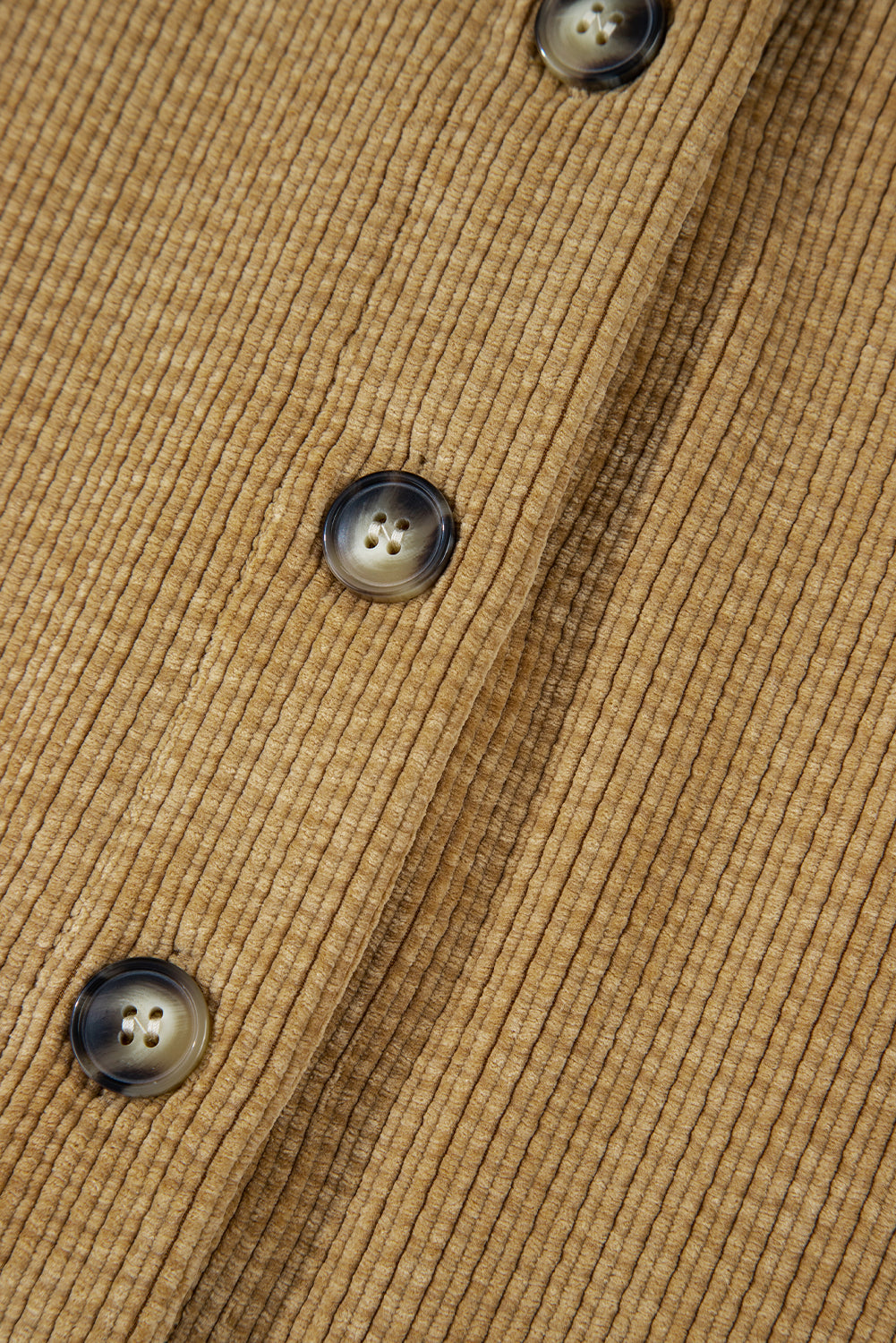 Light French Beige Patched Pocket Button Up Corduroy Shacket - Little Miss Vanilla