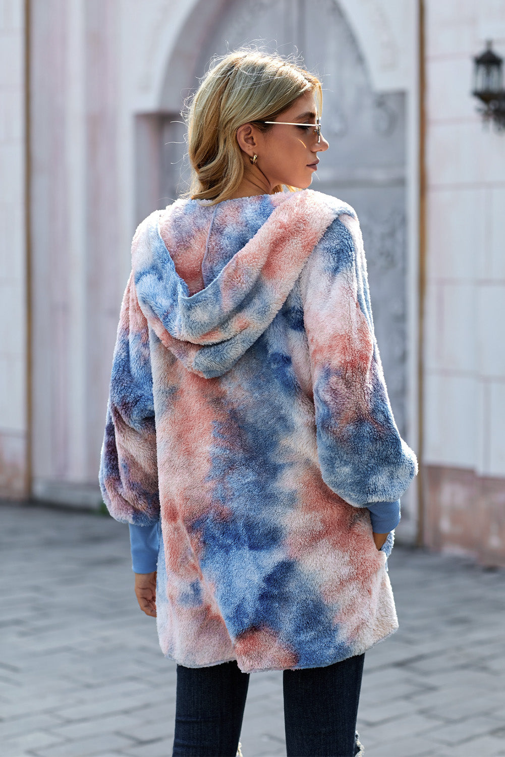 Tie Dye Soft Fleece Hooded Open Front Coat - Little Miss Vanilla