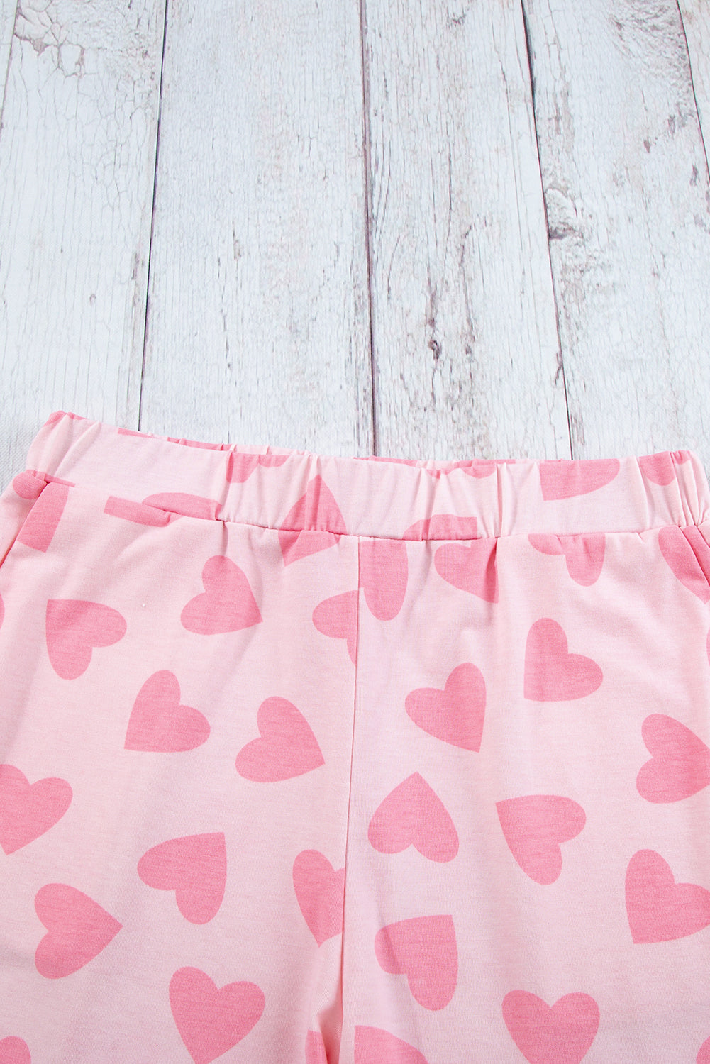 Pink Valentine Heart Shape Print Long Sleeve Top Shorts Lounge Set - Little Miss Vanilla