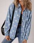 Raw Hem Star Collared Neck Denim Top - Little Miss Vanilla