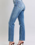 Judy Blue Full Size Run Vintage Wash Thermal Straight Jeans - Little Miss Vanilla