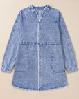 Raw Hem Button Down Long Sleeve Denim Dress - Little Miss Vanilla