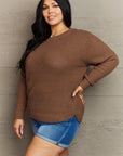 Zenana Breezy Days Plus Size High Low Waffle Knit Sweater - Little Miss Vanilla