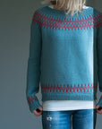 Women's Fashion Round Neck Multicolor Loose Leisure Pullover Knitwear Sweater