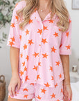 Pink Stars Short Sleeve Shirt and Shorts Bamboo Pajama Set - Little Miss Vanilla