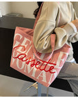 Letter Printed Totes Fashion Large Capacity Canvas Bags Women's Handbag Cute Sweet Shoulder Bag