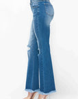 bytos Full Size Raw Hem Distressed High Rise Bootcut Jeans - Little Miss Vanilla