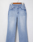 Beau Blue Mineral Wash Raw Hem High Waist Flared Jeans