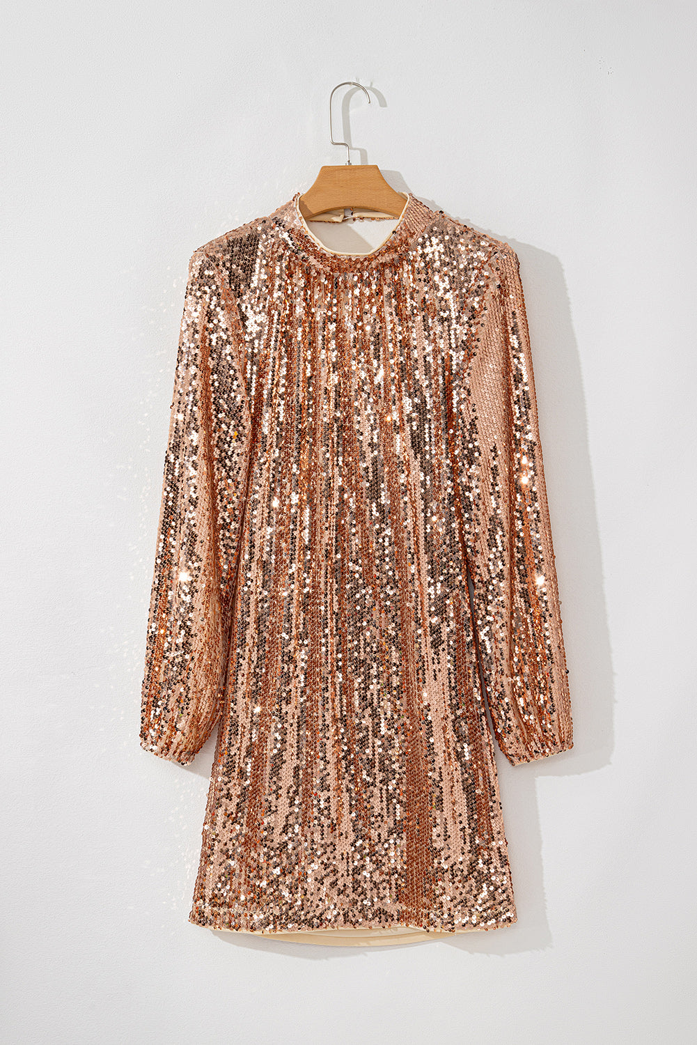 Gold Sequined Long Sleeve Cutout Back Mini Dress - Little Miss Vanilla