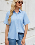 Collared Neck Short Sleeve Shirt - Little Miss Vanilla