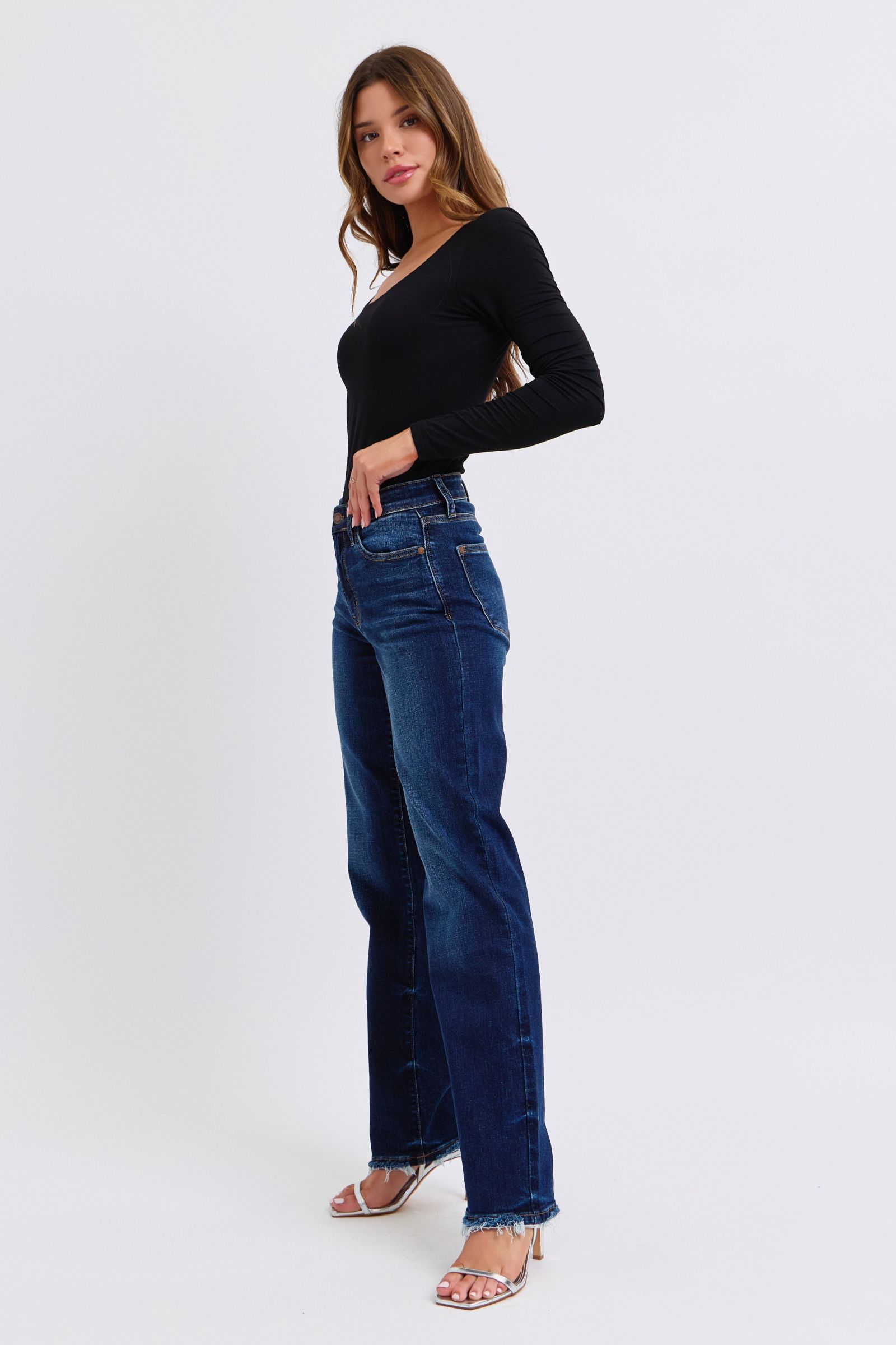 Judy Blue Full Size Raw Hem Straight Leg Jeans - Little Miss Vanilla