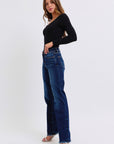 Judy Blue Full Size Raw Hem Straight Leg Jeans - Little Miss Vanilla