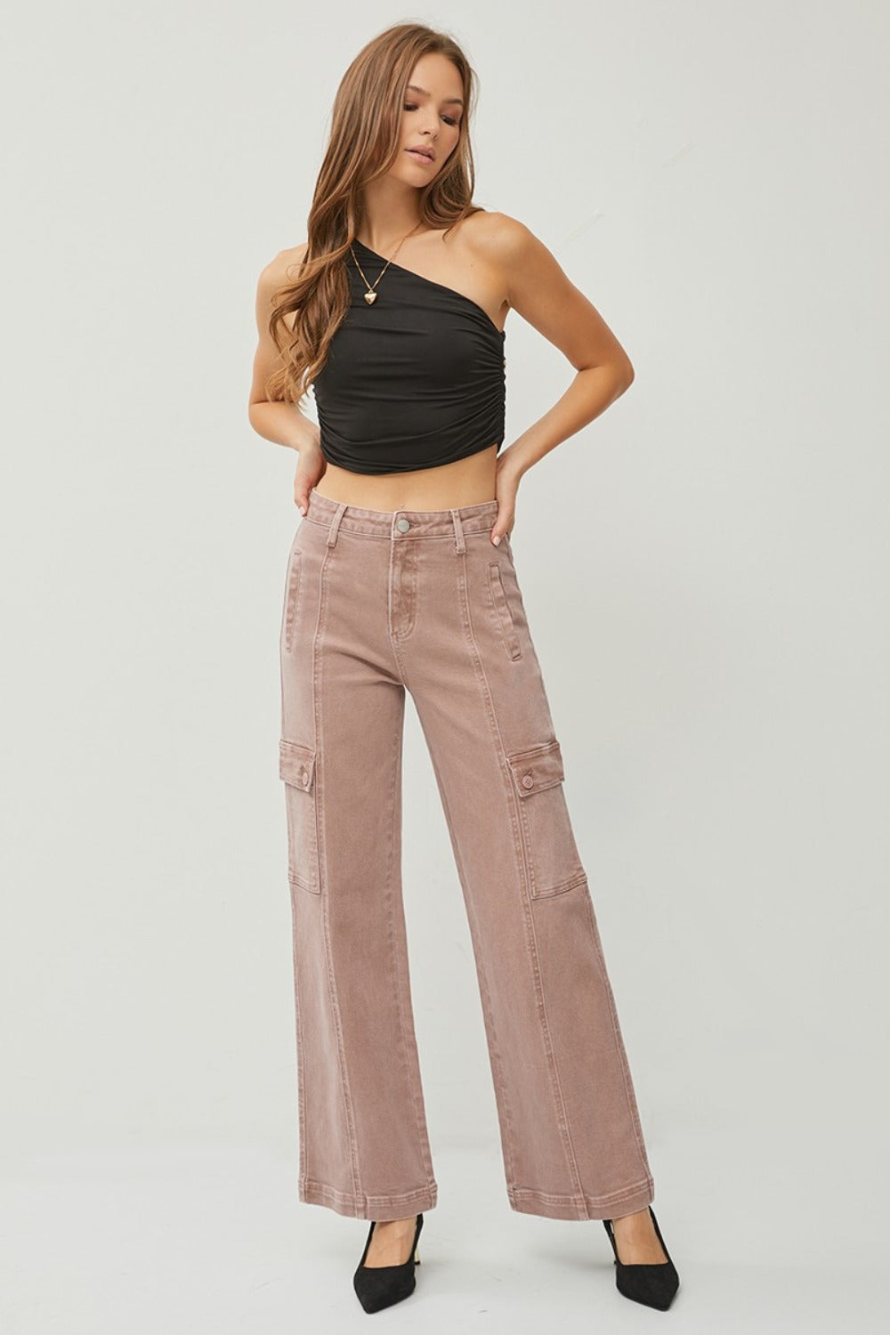 RISEN Full Size High Rise Wide Leg Cargo Jeans - Little Miss Vanilla