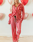 Fiery Red Christmas Plaid Print Shirt and Pants Pajama Set - Little Miss Vanilla