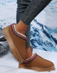 Chestnut Contrast Print Suede Plush Lined Snow Boots