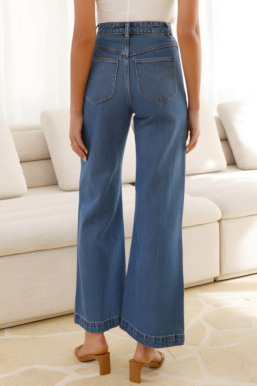 High Waist Bootcut Jeans with Pockets - Little Miss Vanilla