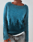 Women's Fashion Round Neck Multicolor Loose Leisure Pullover Knitwear Sweater