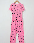 Pink Valentines Heart Print Tee and Pants Lounge Set