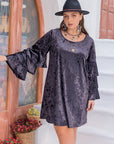 Plus Size Round Neck Flounce Sleeve Mini Dress - Little Miss Vanilla