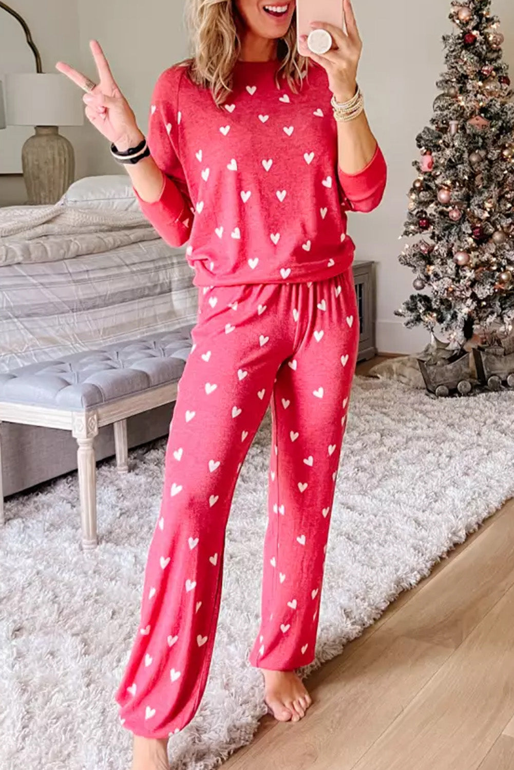 Fiery Red Valentines Heart Print Pants Set - Little Miss Vanilla