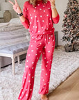 Fiery Red Valentines Heart Print Pants Set - Little Miss Vanilla