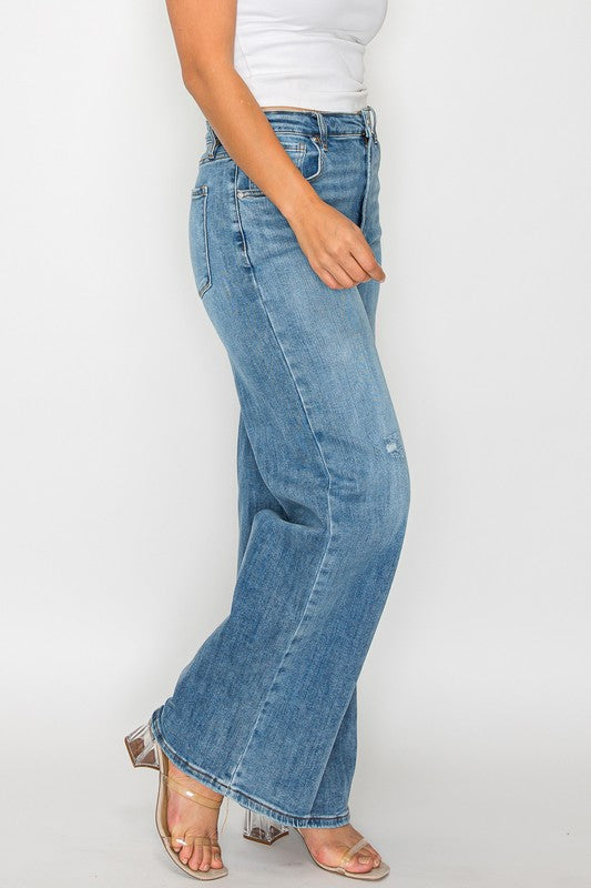 bytos Full Size High Rise Wide Leg Jeans with Pockets - Little Miss Vanilla