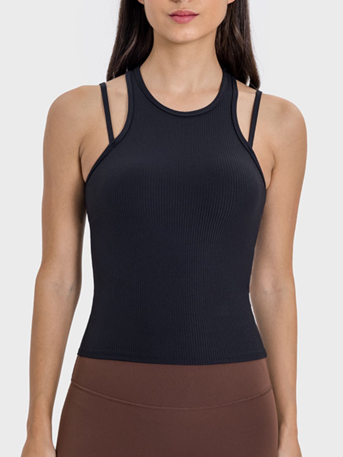 Millennia Cutout Round Neck Racerback Active Tank - Little Miss Vanilla