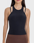 Millennia Cutout Round Neck Racerback Active Tank - Little Miss Vanilla