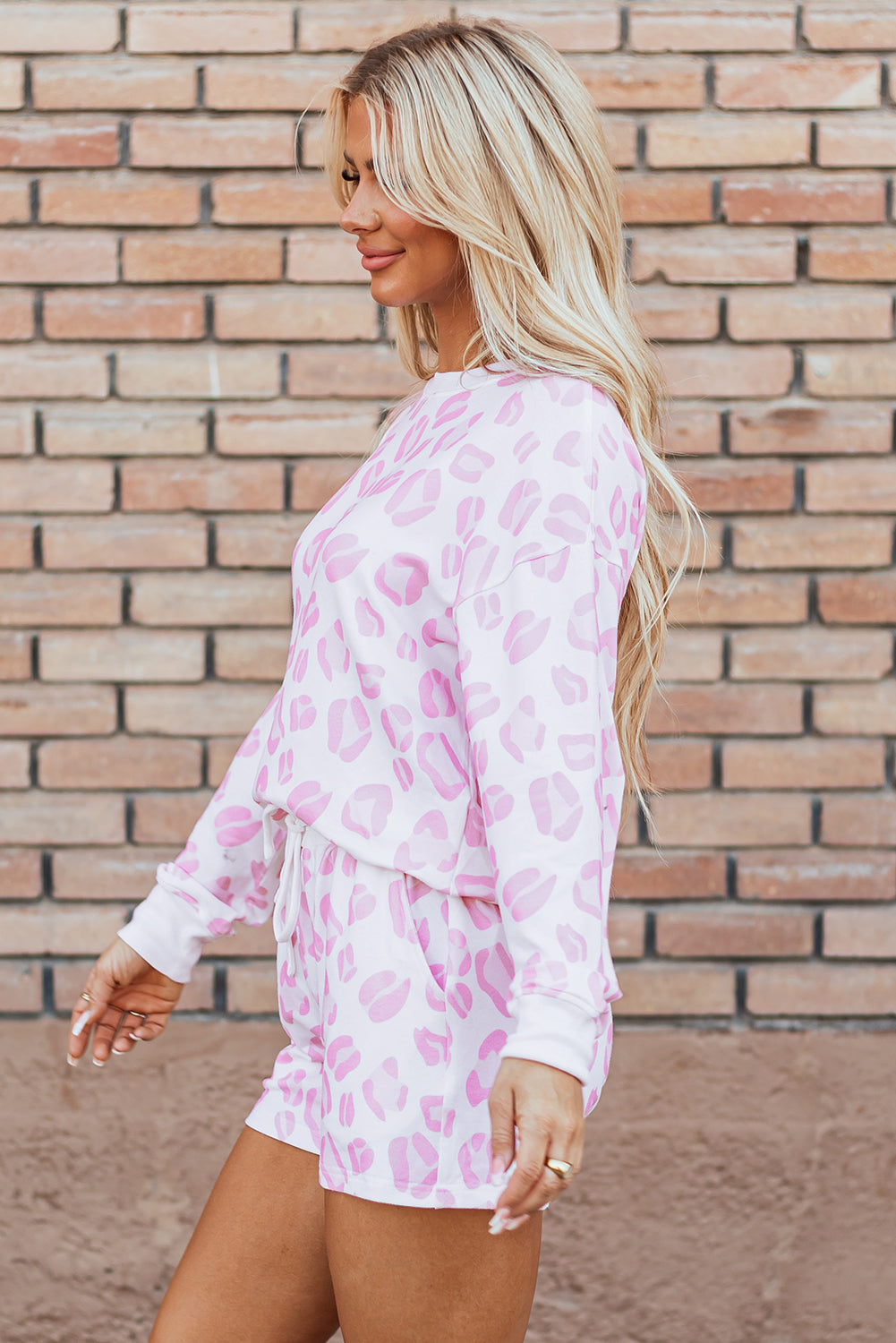 Pink Leopard Animal Print Pullover and Shorts Loungewear - Little Miss Vanilla