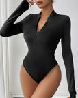 Perfee Half Zip Long Sleeve Bodysuit - Little Miss Vanilla