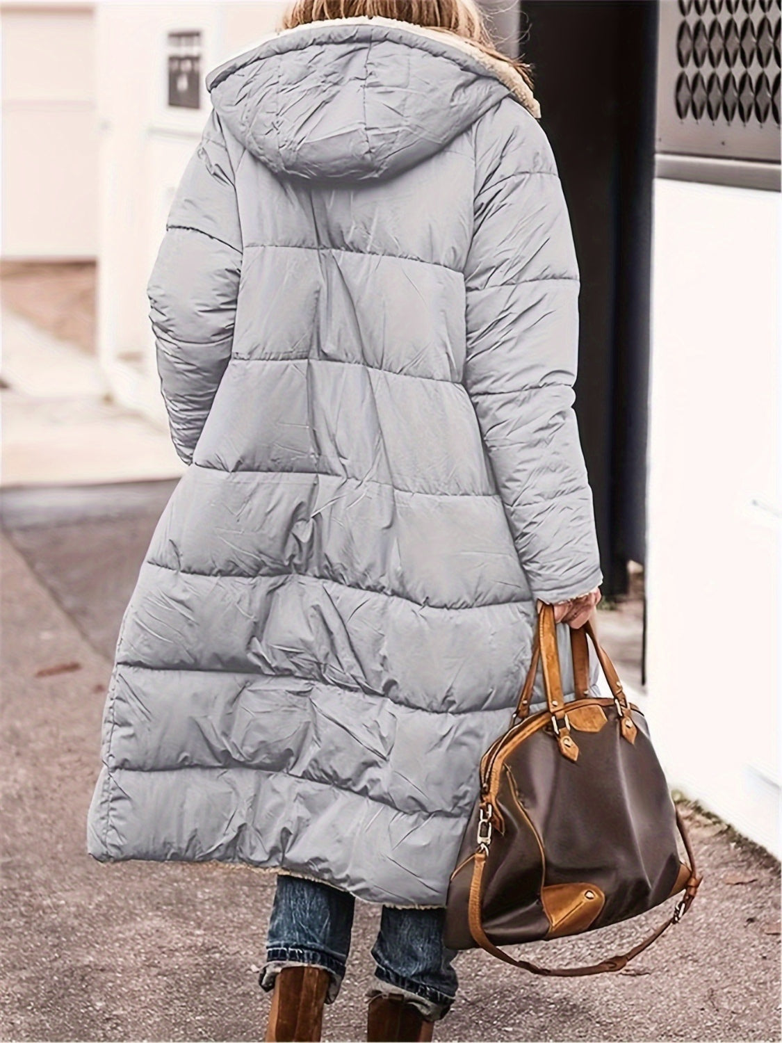 Full Size Zip Up Sherpa Hooded Coat - Little Miss Vanilla