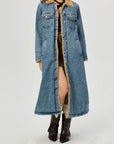 Pocketed Button Up Denim Jacket with Fur Lining - Little Miss Vanilla