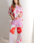 White Floral Print Pullover Top Sweatpants Lounge Set - Little Miss Vanilla