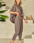 Simply Taupe High Low Boxy Fit Tee and Crop Pants Set - Little Miss Vanilla