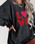 Valentine’s Day LOVE Round Neck Long Sleeve Sweatshirt - Little Miss Vanilla