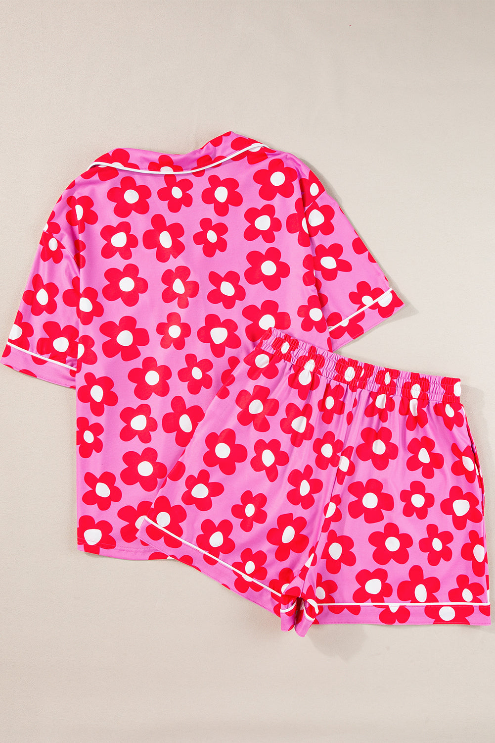 Flower Print Short Sleeve Shirt Pajamas Set - Little Miss Vanilla