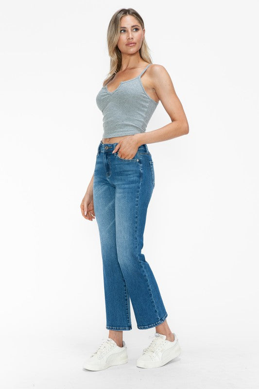 bytos Full Size Cat&#39;s Whiskers Mid Rise Ankle Jeans - Little Miss Vanilla